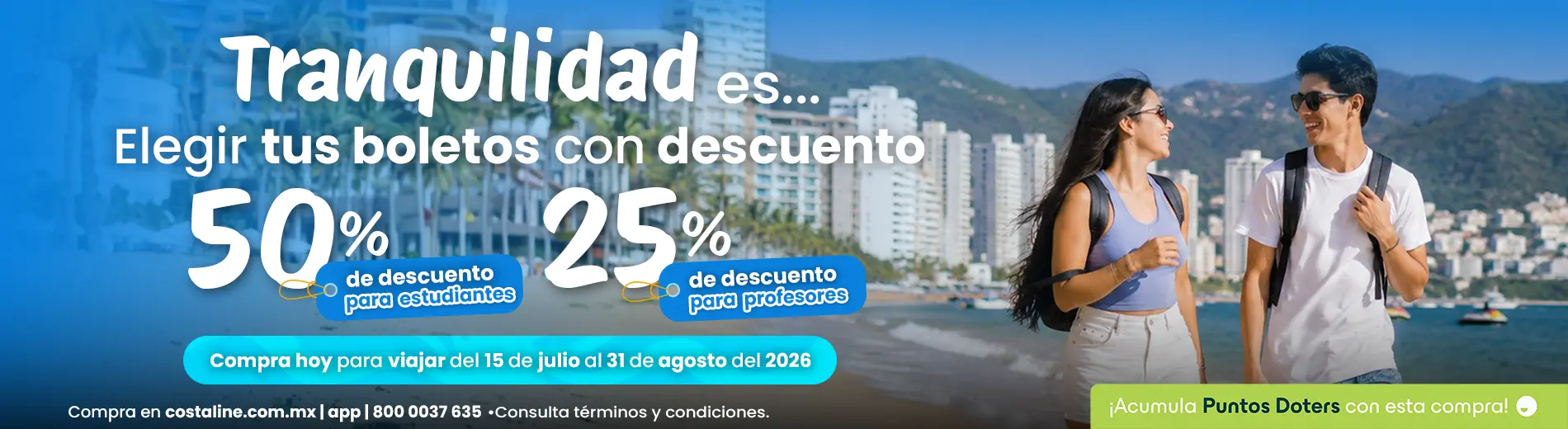50% descuento estudiantes y 25% descuento profesores - Viaja del 15 de julio al 31 de agosto 2026
