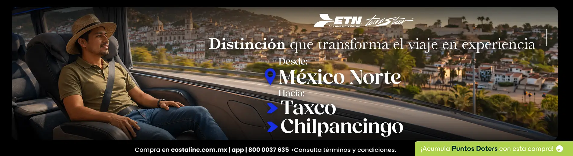 Viaja con distinción de México Norte a Taxco o Chilpancingo con ETN - Costa Line